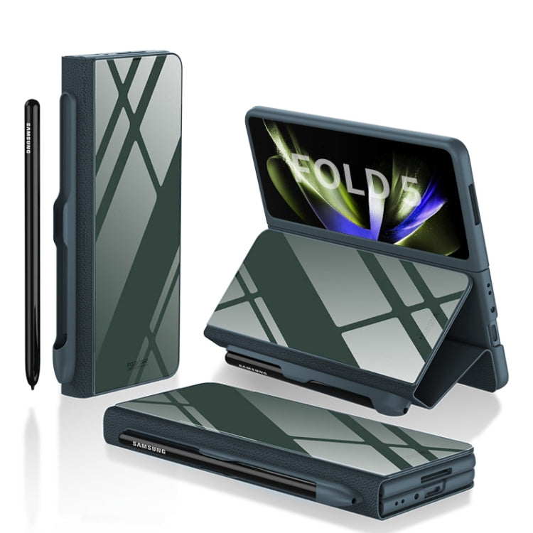 For Samsung Galaxy Z Fold5 GKK Painted Tempered Glass Flip Leather Phone Case with Pen Slot