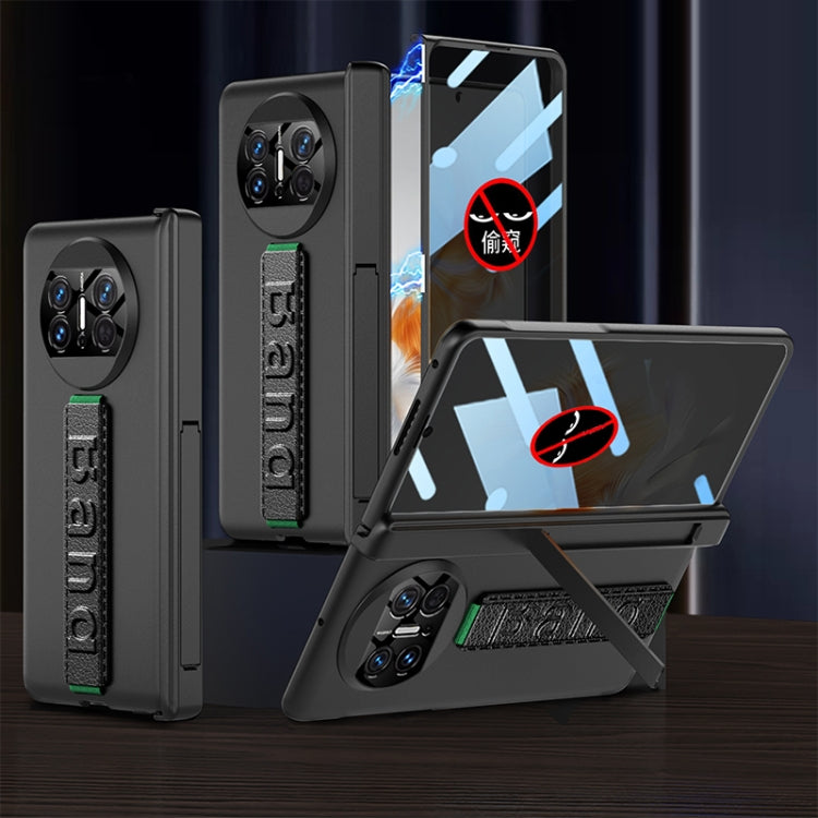 For Huawei Mate X3 GKK Privacy Magnetic Hinge Phone Case with Wrist Strap