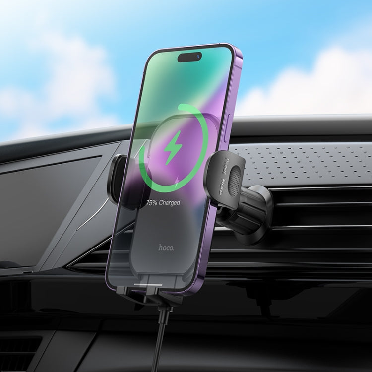 hoco HW4 Journey Wireless Fast Charging Air Outlet Car Holder(Black)