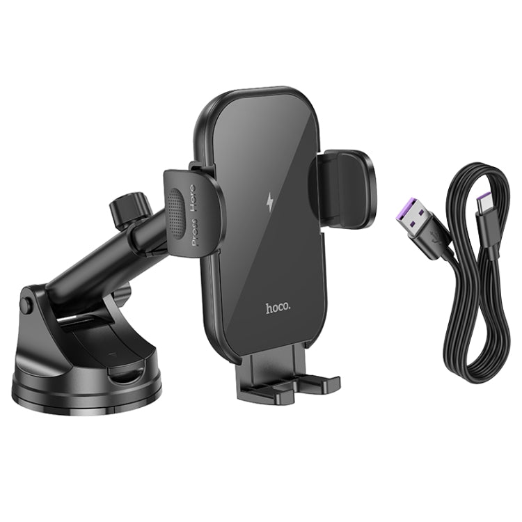 hoco HW5 Journey Wireless Fast Charging Center Console Car Holder(Black)