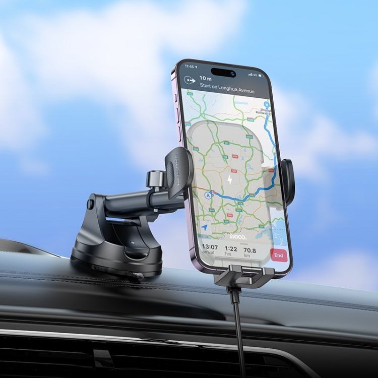 hoco HW5 Journey Wireless Fast Charging Center Console Car Holder(Black)