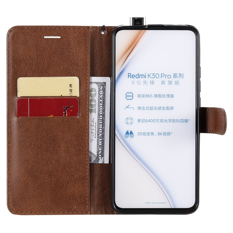 For Xiaomi Redmi K30 Pro Solid Color Horizontal Flip Protective Leather Case with Holder & Card Slots & Wallet & Lanyard