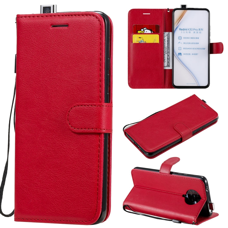 For Xiaomi Redmi K30 Pro Solid Color Horizontal Flip Protective Leather Case with Holder & Card Slots & Wallet & Lanyard