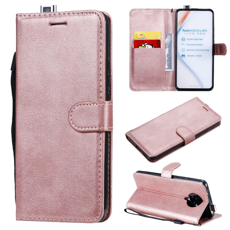 For Xiaomi Redmi K30 Pro Solid Color Horizontal Flip Protective Leather Case with Holder & Card Slots & Wallet & Lanyard