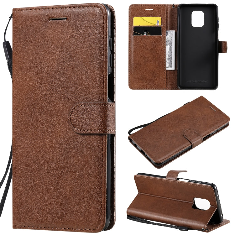 For Xiaomi Redmi Note 9S / Note 9 Pro Solid Color Horizontal Flip Protective Leather Case with Holder & Card Slots & Wallet & Lanyard