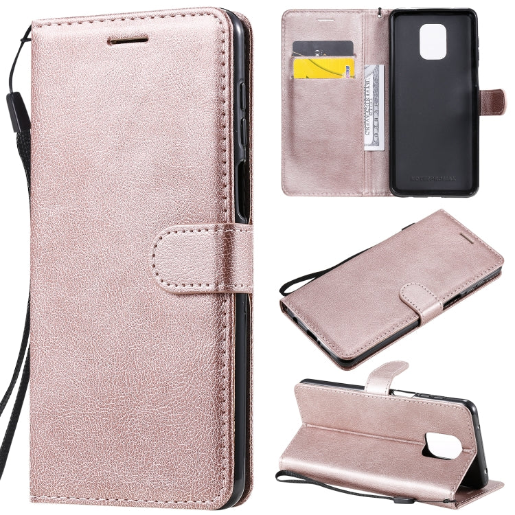 For Xiaomi Redmi Note 9S / Note 9 Pro Solid Color Horizontal Flip Protective Leather Case with Holder & Card Slots & Wallet & Lanyard