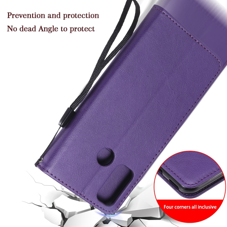 For Huawei P smart 2020 Solid Color Horizontal Flip Protective Leather Case with Holder & Card Slots & Wallet & Lanyard