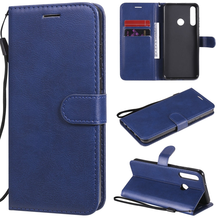 For Huawei Y6p Solid Color Horizontal Flip Protective Leather Case with Holder & Card Slots & Wallet & Lanyard