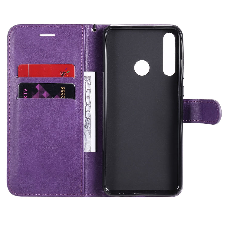 For Huawei Y6p Solid Color Horizontal Flip Protective Leather Case with Holder & Card Slots & Wallet & Lanyard