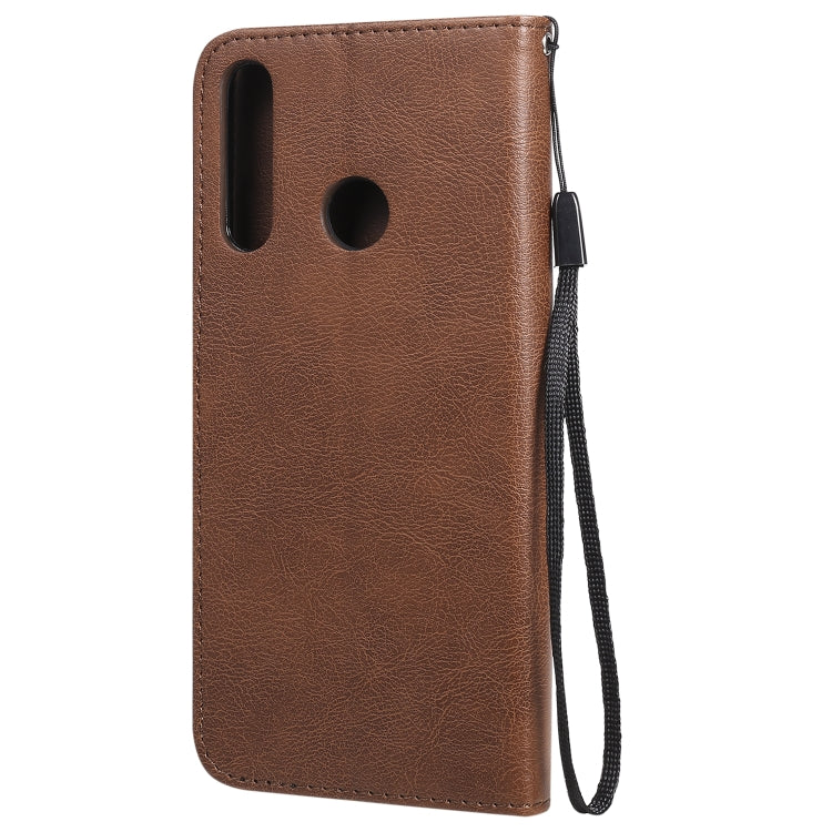For Huawei Y6p Solid Color Horizontal Flip Protective Leather Case with Holder & Card Slots & Wallet & Lanyard