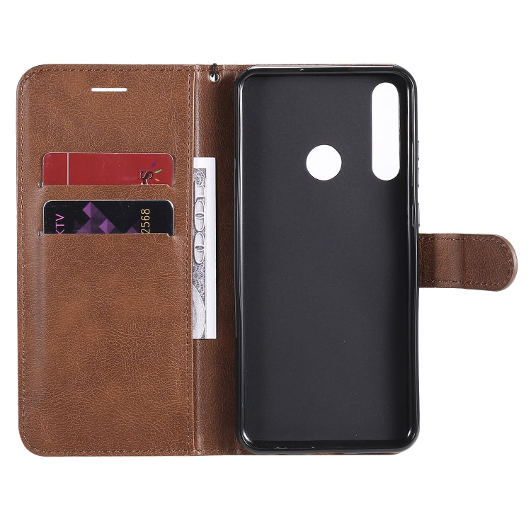 For Huawei Y6p Solid Color Horizontal Flip Protective Leather Case with Holder & Card Slots & Wallet & Lanyard