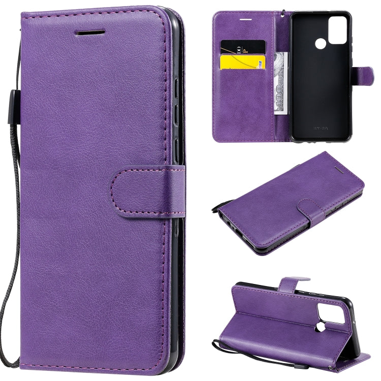For Huawei Honor 9A Solid Color Horizontal Flip Protective Leather Case with Holder & Card Slots & Wallet & Lanyard