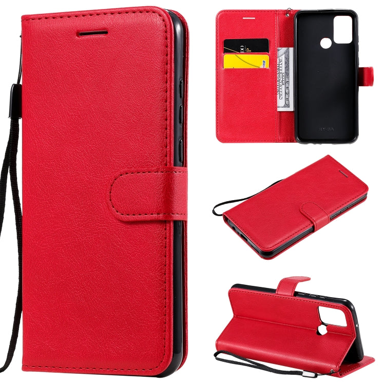 For Huawei Honor 9A Solid Color Horizontal Flip Protective Leather Case with Holder & Card Slots & Wallet & Lanyard