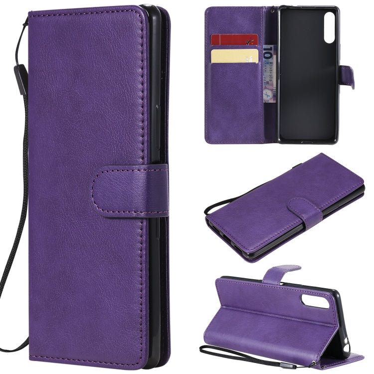 For Sony Xperia L4 Solid Color Horizontal Flip Protective Leather Case with Holder & Card Slots & Wallet & Photo Frame & Lanyard