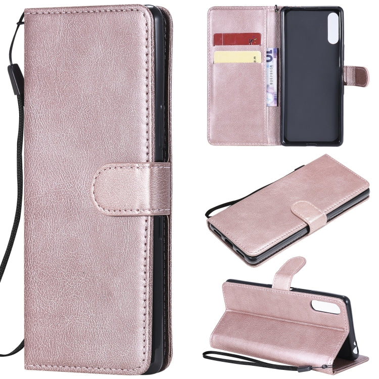 For Sony Xperia L4 Solid Color Horizontal Flip Protective Leather Case with Holder & Card Slots & Wallet & Photo Frame & Lanyard