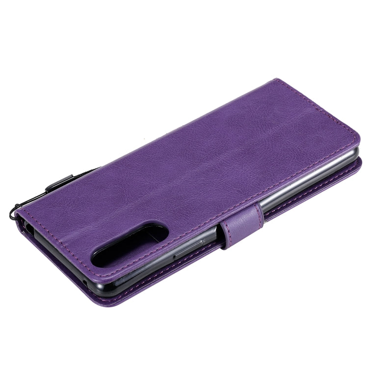 For Sony Xperia 10 II Solid Color Horizontal Flip Protective Leather Case with Holder & Card Slots & Wallet & Photo Frame & Lanyard
