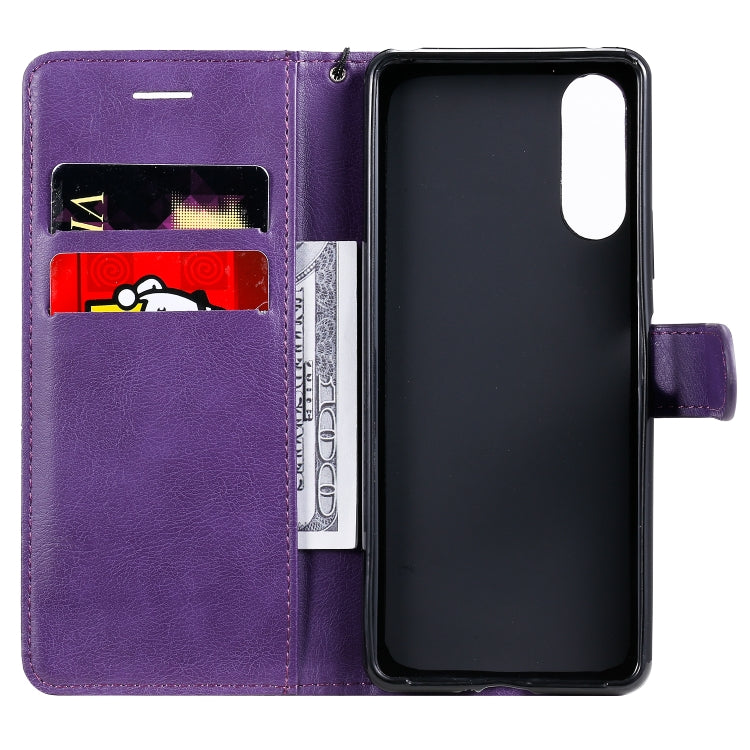 For Sony Xperia 10 II Solid Color Horizontal Flip Protective Leather Case with Holder & Card Slots & Wallet & Photo Frame & Lanyard
