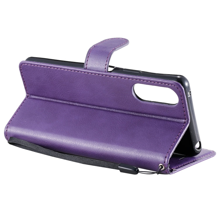 For Sony Xperia 10 II Solid Color Horizontal Flip Protective Leather Case with Holder & Card Slots & Wallet & Photo Frame & Lanyard