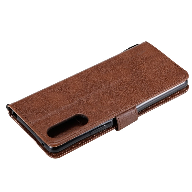 For Sony Xperia 10 II Solid Color Horizontal Flip Protective Leather Case with Holder & Card Slots & Wallet & Photo Frame & Lanyard