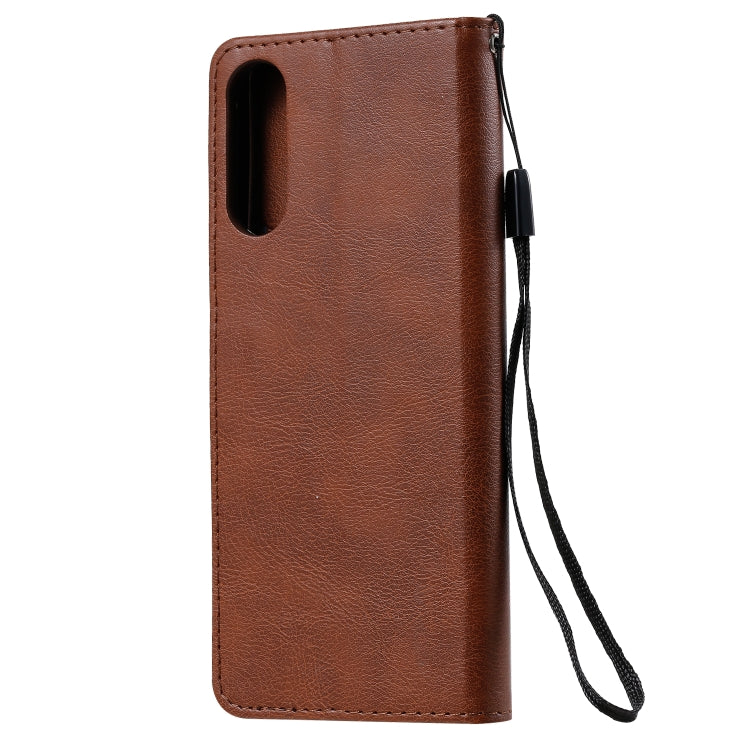 For Sony Xperia 10 II Solid Color Horizontal Flip Protective Leather Case with Holder & Card Slots & Wallet & Photo Frame & Lanyard