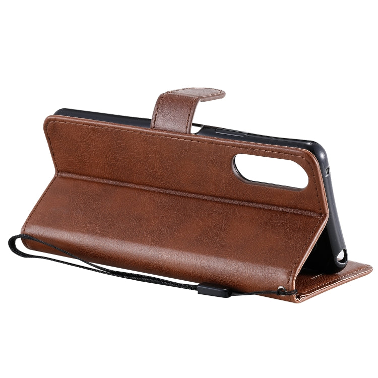 For Sony Xperia 10 II Solid Color Horizontal Flip Protective Leather Case with Holder & Card Slots & Wallet & Photo Frame & Lanyard