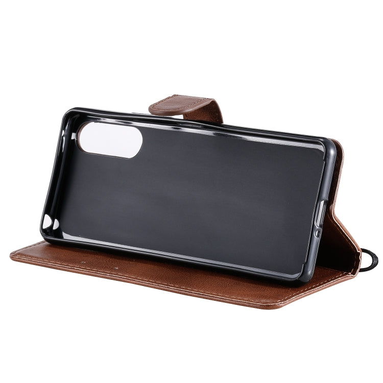 For Sony Xperia 10 II Solid Color Horizontal Flip Protective Leather Case with Holder & Card Slots & Wallet & Photo Frame & Lanyard