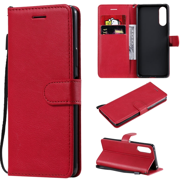 For Sony Xperia 10 II Solid Color Horizontal Flip Protective Leather Case with Holder & Card Slots & Wallet & Photo Frame & Lanyard