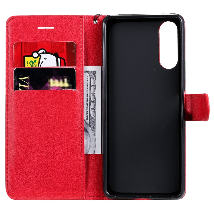 For Sony Xperia 10 II Solid Color Horizontal Flip Protective Leather Case with Holder & Card Slots & Wallet & Photo Frame & Lanyard