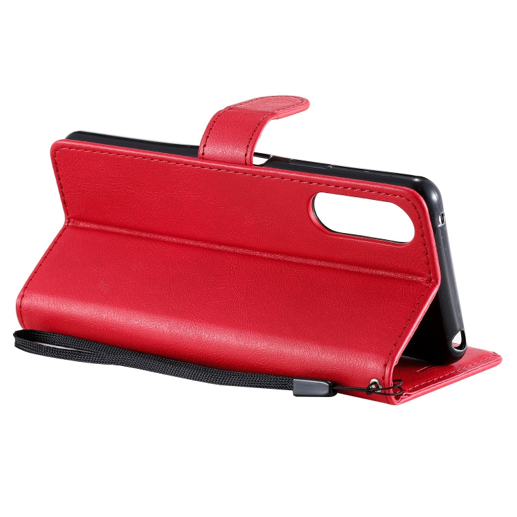 For Sony Xperia 10 II Solid Color Horizontal Flip Protective Leather Case with Holder & Card Slots & Wallet & Photo Frame & Lanyard