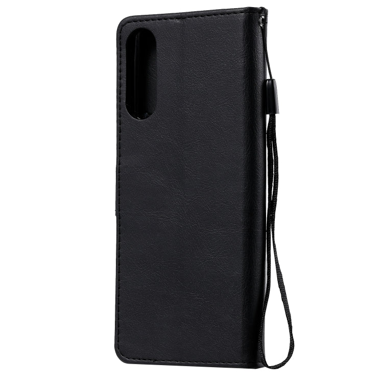 For Sony Xperia 10 II Solid Color Horizontal Flip Protective Leather Case with Holder & Card Slots & Wallet & Photo Frame & Lanyard