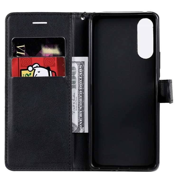 For Sony Xperia 10 II Solid Color Horizontal Flip Protective Leather Case with Holder & Card Slots & Wallet & Photo Frame & Lanyard