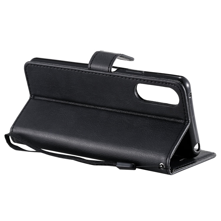 For Sony Xperia 10 II Solid Color Horizontal Flip Protective Leather Case with Holder & Card Slots & Wallet & Photo Frame & Lanyard