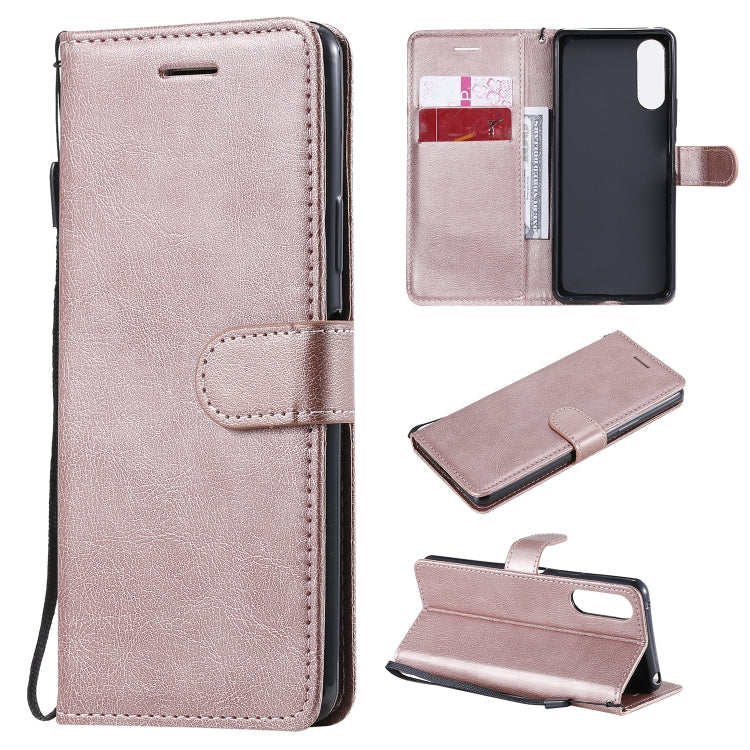 For Sony Xperia 10 II Solid Color Horizontal Flip Protective Leather Case with Holder & Card Slots & Wallet & Photo Frame & Lanyard