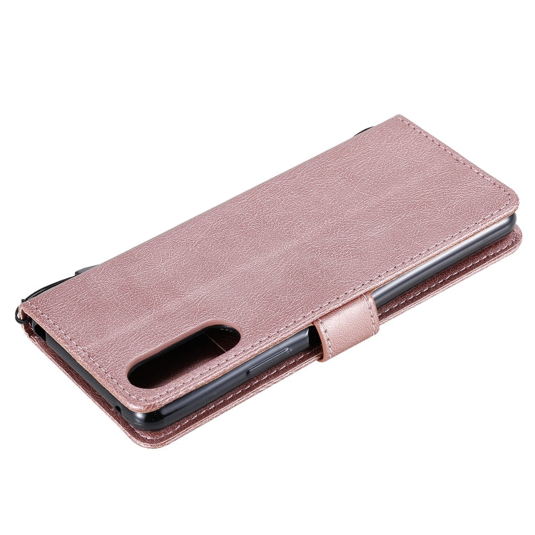 For Sony Xperia 10 II Solid Color Horizontal Flip Protective Leather Case with Holder & Card Slots & Wallet & Photo Frame & Lanyard