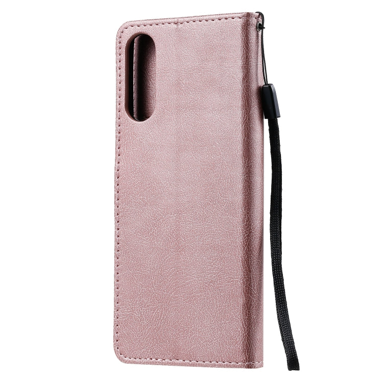 For Sony Xperia 10 II Solid Color Horizontal Flip Protective Leather Case with Holder & Card Slots & Wallet & Photo Frame & Lanyard