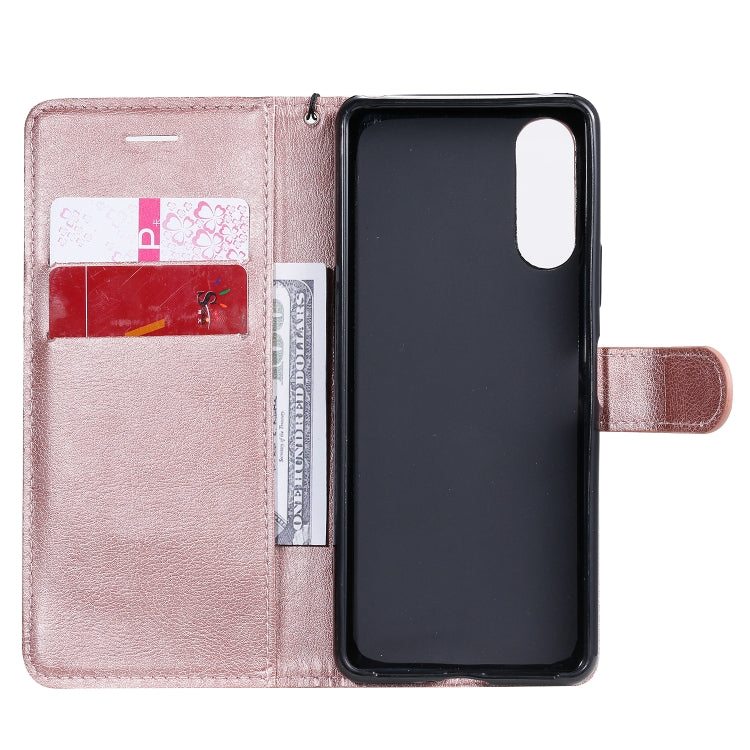 For Sony Xperia 10 II Solid Color Horizontal Flip Protective Leather Case with Holder & Card Slots & Wallet & Photo Frame & Lanyard