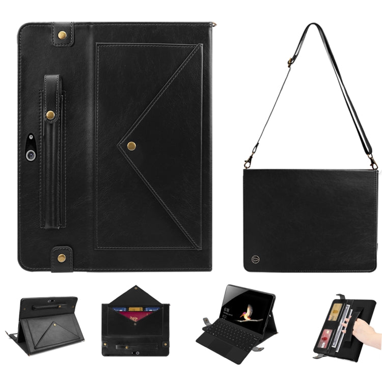 For Microsoft Surface Go 10.1 inch Envelope Horizontal Flip PU Leather Case with Card Slots & Pen Slots & Holder & Wallet & Photo Frame & Shoulder Strap