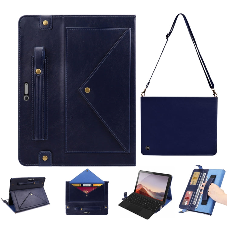 For Microsoft Surface Pro 4 / 5 / 6 / 7 Envelope Horizontal Flip PU Leather Case with Card Slots & Pen Slots & Holder & Wallet & Photo Frame & Shoulder Strap