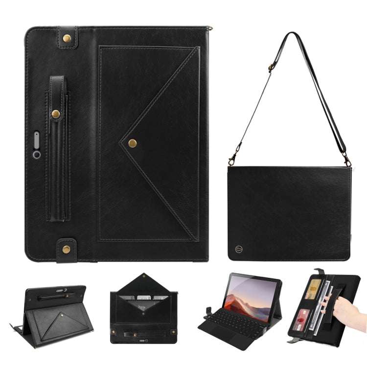 For Microsoft Surface Pro 4 / 5 / 6 / 7 Envelope Horizontal Flip PU Leather Case with Card Slots & Pen Slots & Holder & Wallet & Photo Frame & Shoulder Strap