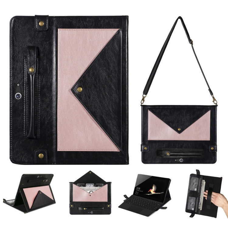 For Microsoft Surface Go 10.1 inch Envelope Color Matching Horizontal Flip PU Leather Case with Card Slots & Pen Slots & Holder & Wallet & Photo Frame & Shoulder Strap