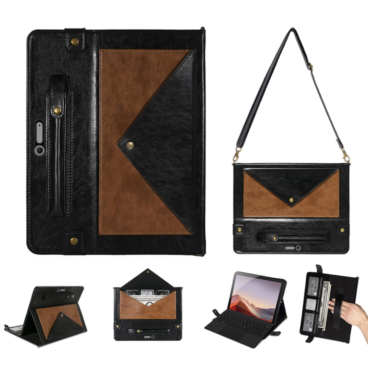For Microsoft Surface Pro 4 / 5 / 6 / 7 Envelope Color Matching Horizontal Flip PU Leather Case with Card Slots & Pen Slots & Holder & Wallet & Photo Frame & Shoulder Strap