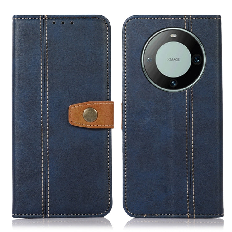 For Huawei Mate 60 Pro Stitching Thread Calf Texture Leather Phone Case