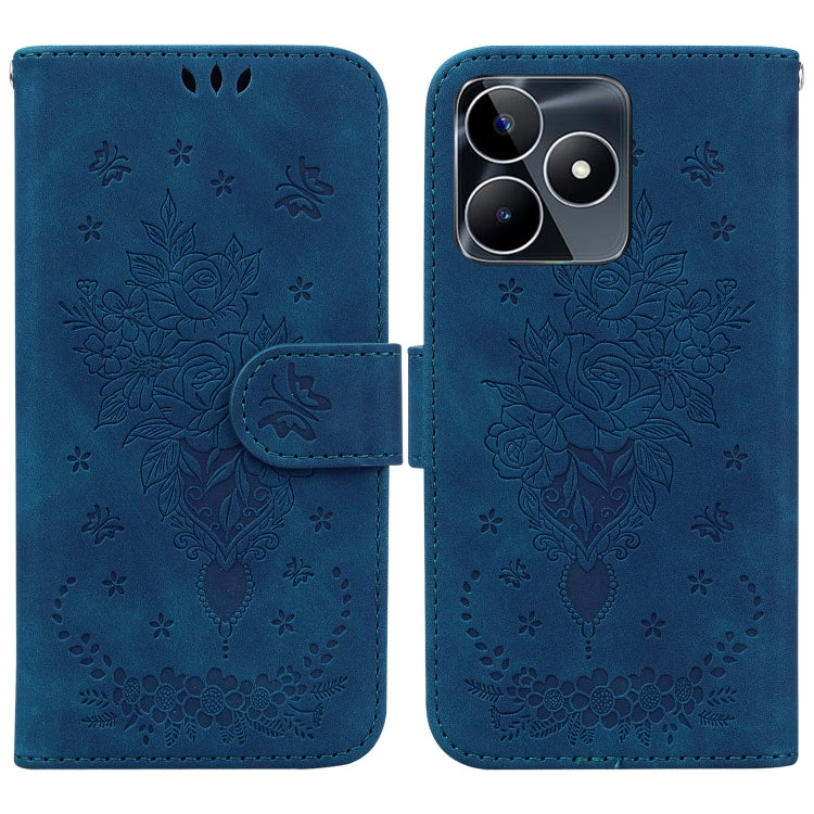 For Realme C53 / Narzo N53 Butterfly Rose Embossed Leather Phone Case