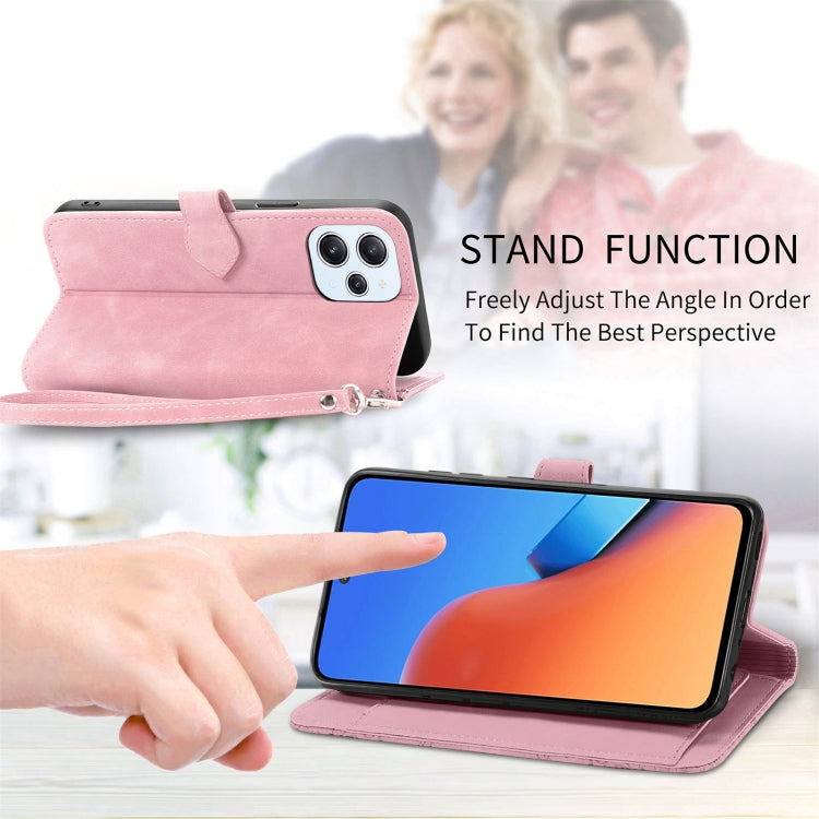 For Xiaomi Redmi 12 Embossed Flower Zipper Leather Phone Case