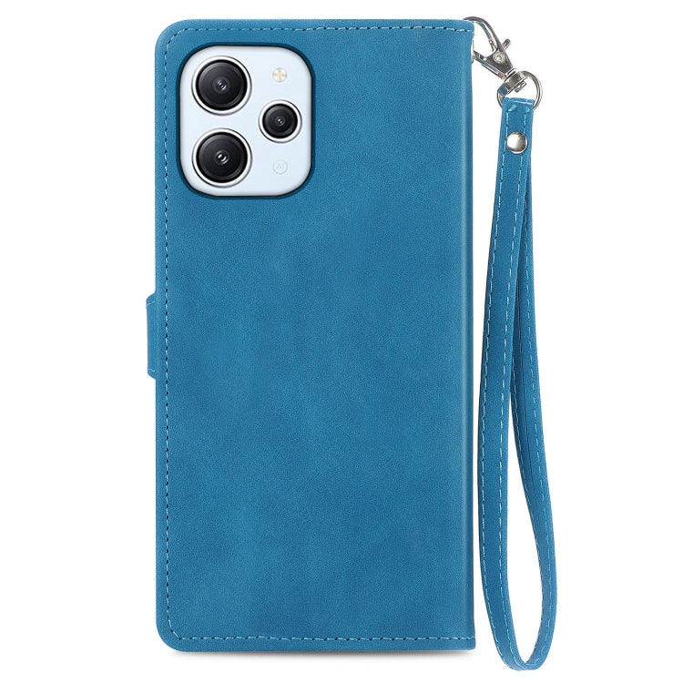 For Xiaomi Redmi 12 Embossed Flower Zipper Leather Phone Case