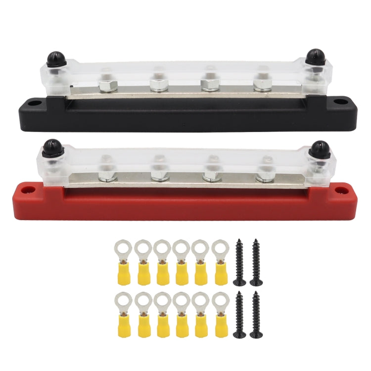 CP-3125 1 Pair RV Yacht 150A High Current Single-row 4-way Busbar with 12pcs Terminals
