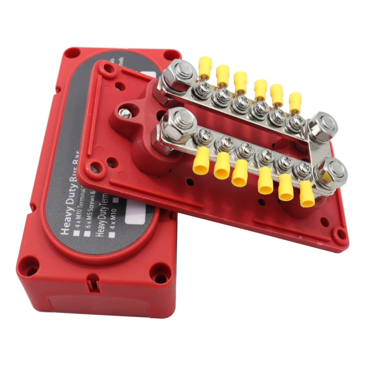 CP-3160 1 Pair 300A 12-48V RV Yacht Modified Double Row 12-way M6 Terminal Busbar with 24pcs Terminals