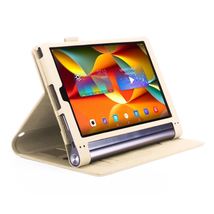 For Lenovo YOGA Tab3 Plus 10 TB-X703F / Pro 10 TB-X90F Frosted Litchi Texture PU Horizontal Flip Leather Case with Holder & Card Slots & Hand Strap