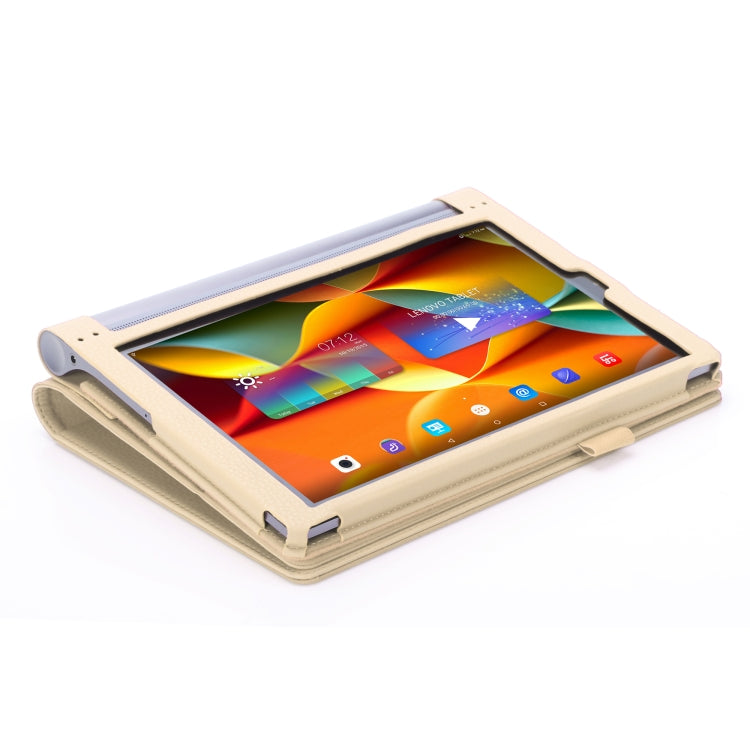 For Lenovo YOGA Tab3 Plus 10 TB-X703F / Pro 10 TB-X90F Frosted Litchi Texture PU Horizontal Flip Leather Case with Holder & Card Slots & Hand Strap