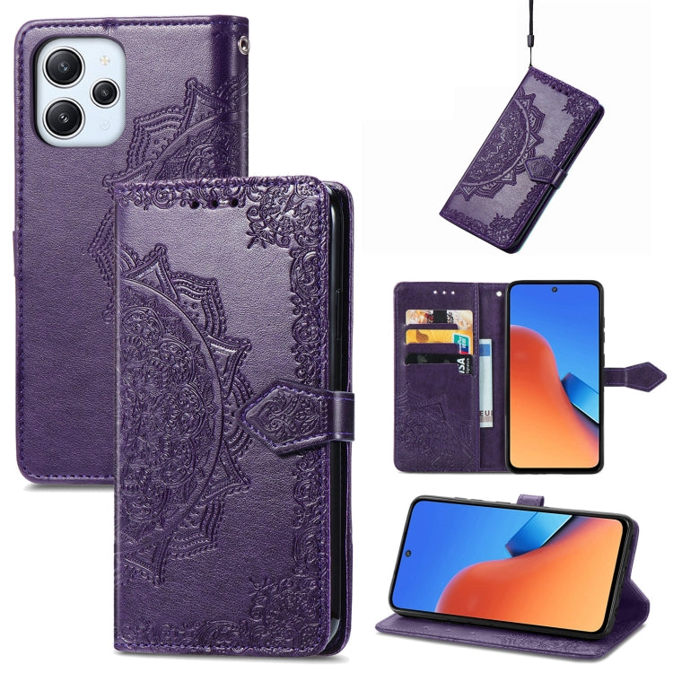 For Xiaomi Redmi 12 Mandala Flower Embossed Leather Phone Case